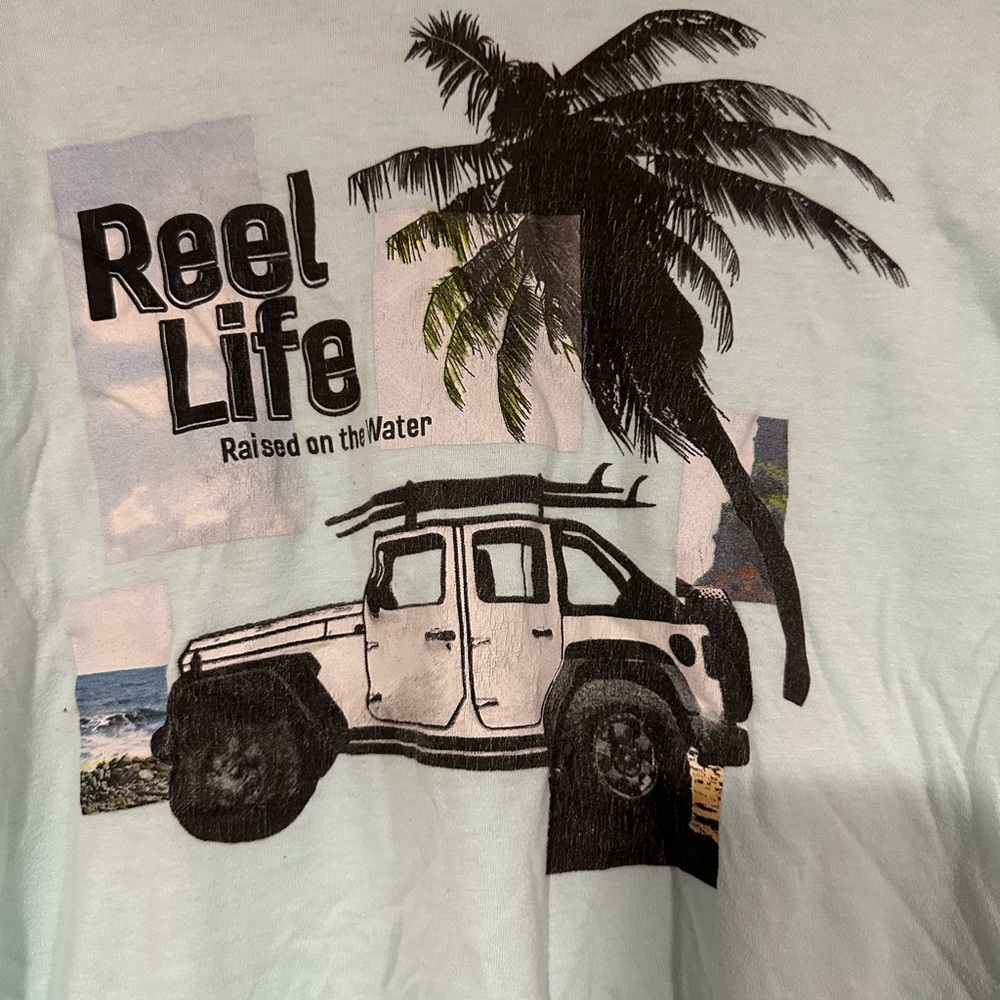 Reel Life Men's Light Blue Graphic T-Shirt